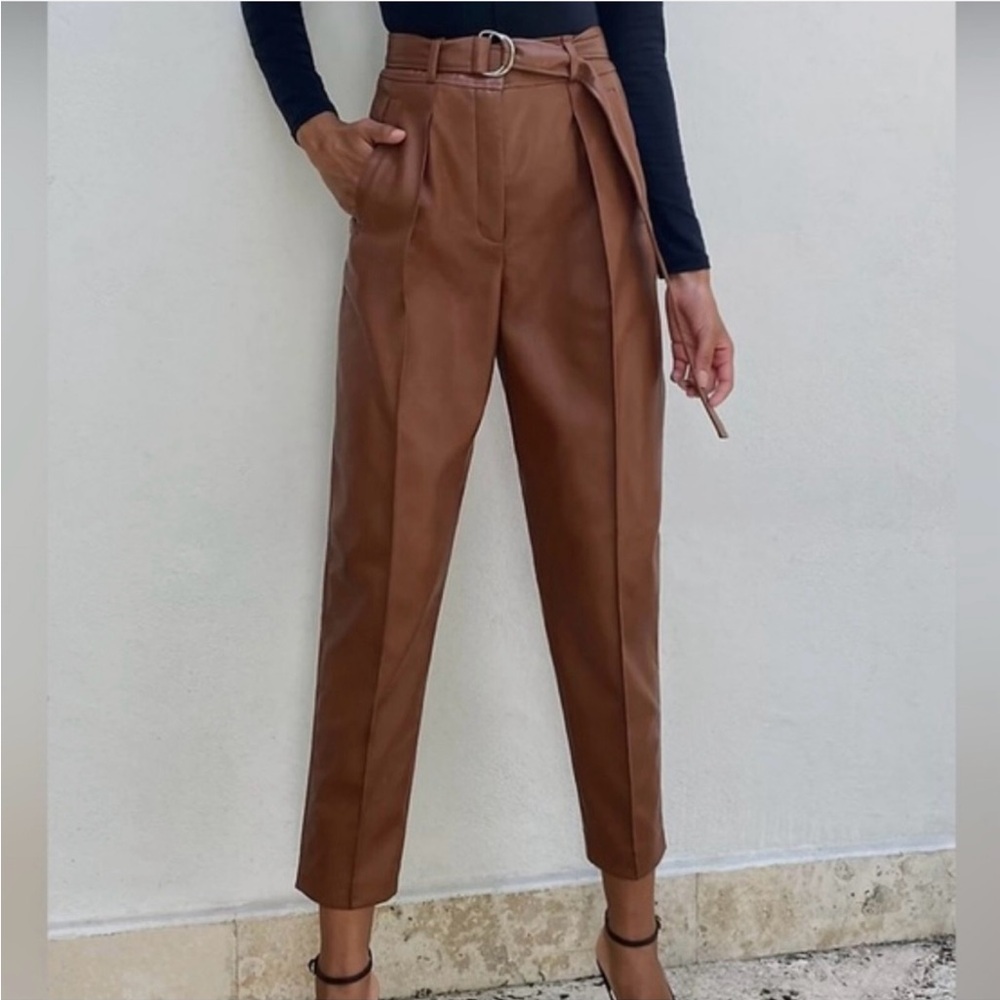Babaton Aritza Cognac Paperbag Belted Ankle Pants